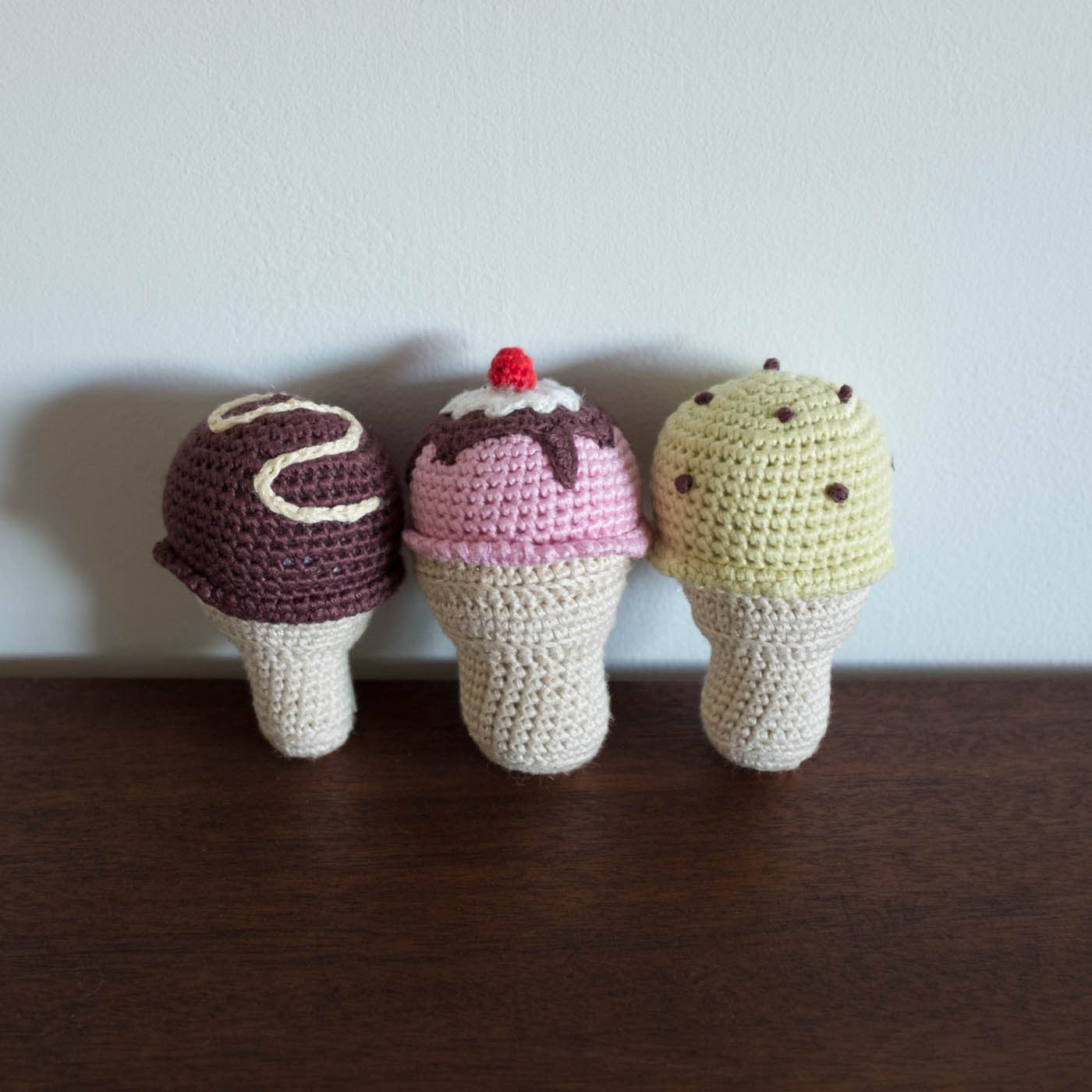Ice Cream Organic Crochet Rattle Toy Set of 3