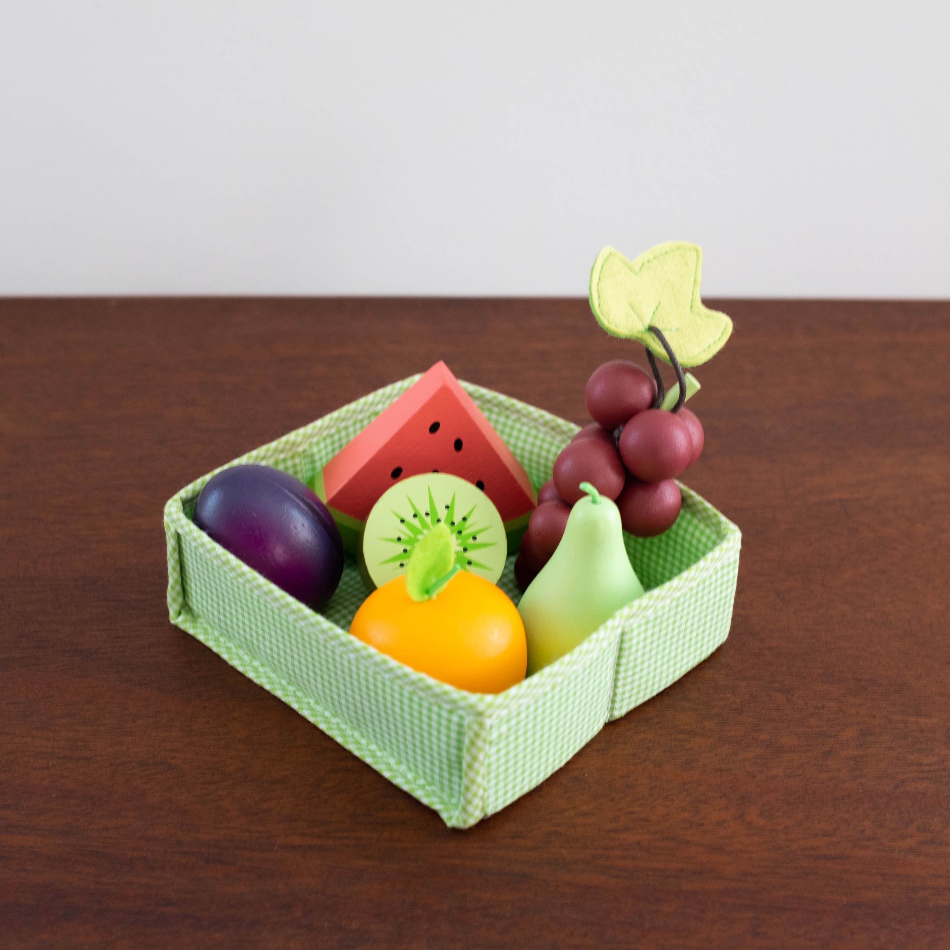 Gingham Wooden Fruit Crate